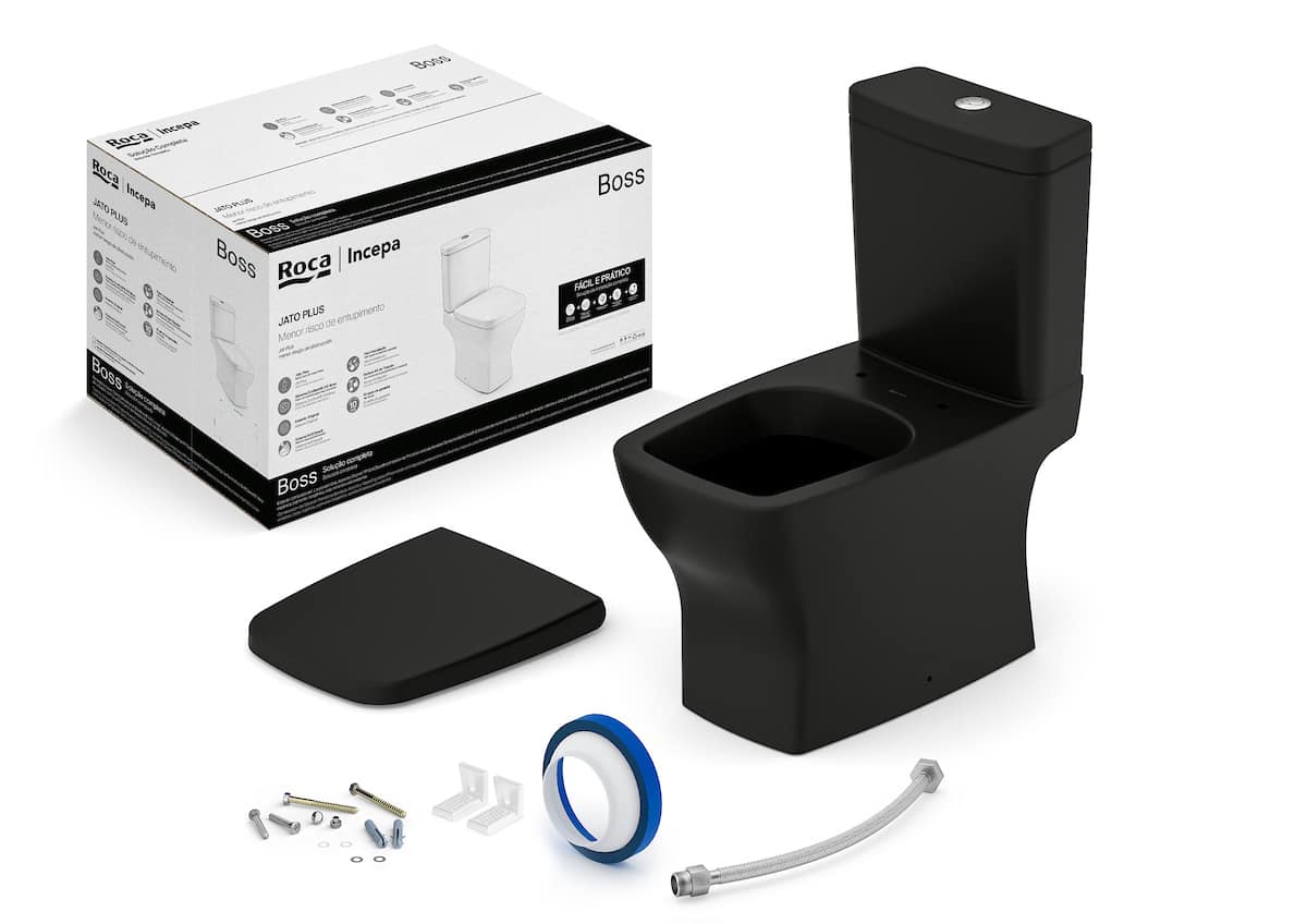 KIT COMPLETO BACIA C/ CAIXA 3/6 LITROS BOSS C/ASSENTO E ACESSORIOS	PRETO FOSCO	ROCA/INCEPA